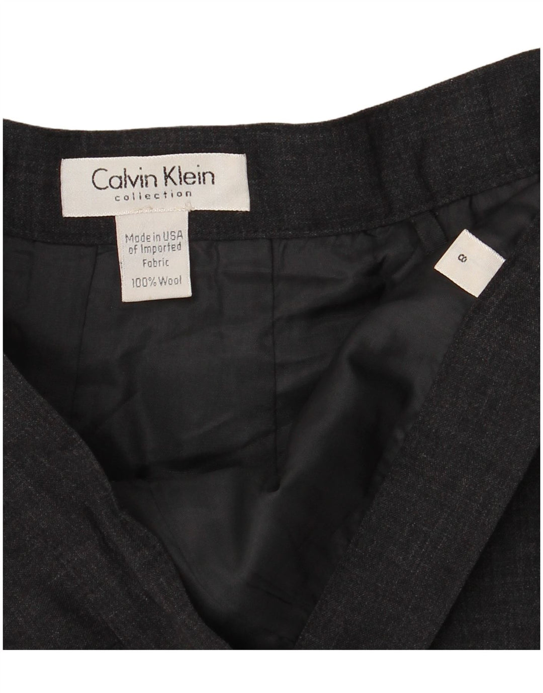CALVIN KLEIN Gerader Damenrock US 8 Medium W26 Graue Wolle