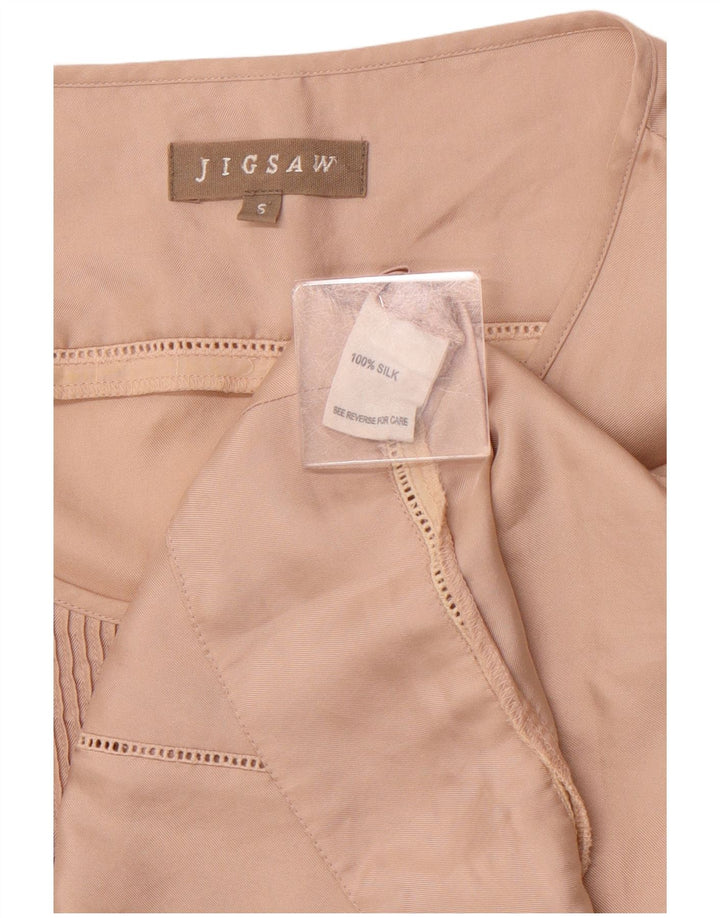 JIGSAW Damen-Blusenoberteil mit 3/4-Ärmeln, Größe S, Beige, Seide