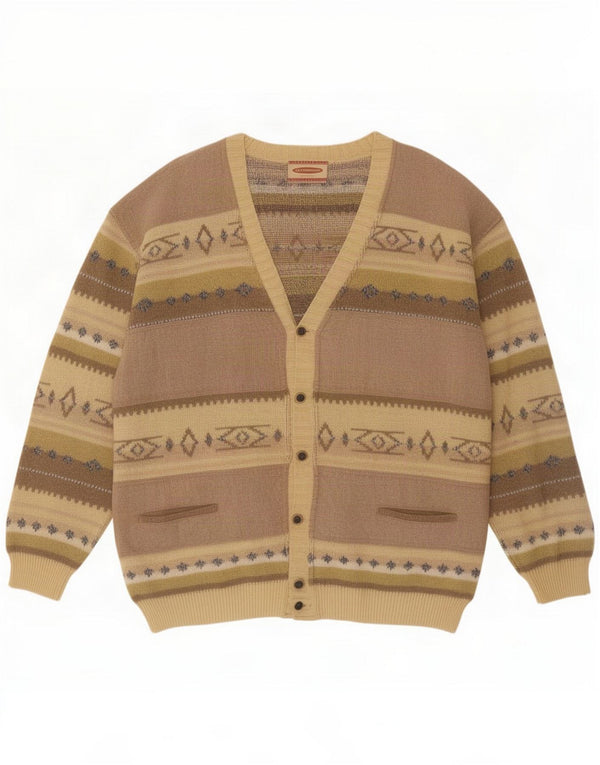 Settebello Herren-Strickjacke, groß, braun, geometrisch