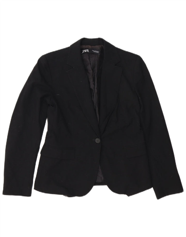 Zara Damen-Blazer mit 1 Knopf, übergroß, EU 38, Größe S, Schwarz, Polyester