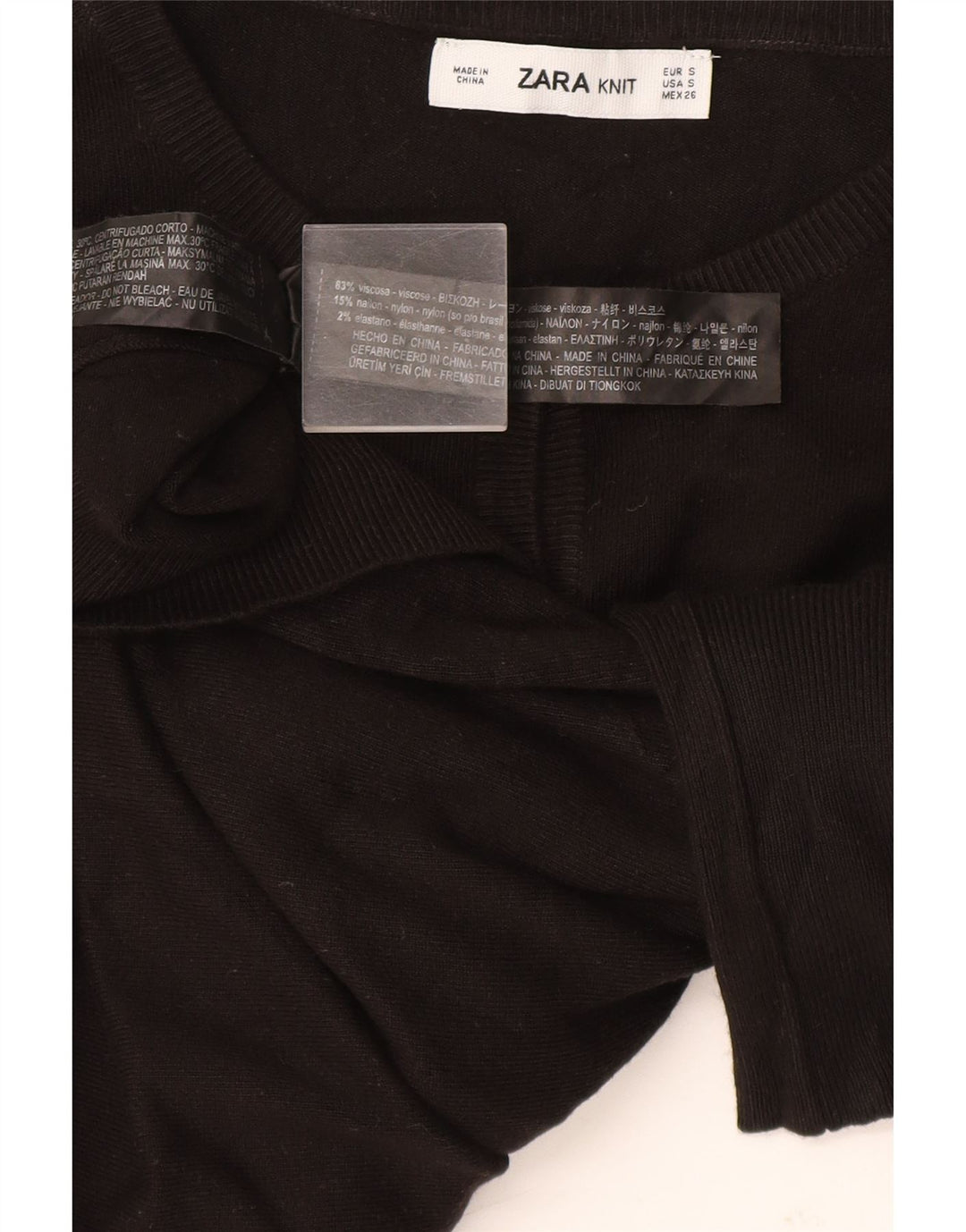 Zara Damen-Cardigan-Pullover UK 10 Kleine schwarze Viskose