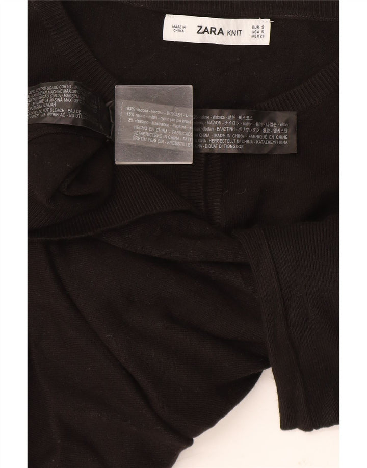 Zara Damen-Cardigan-Pullover UK 10 Kleine schwarze Viskose