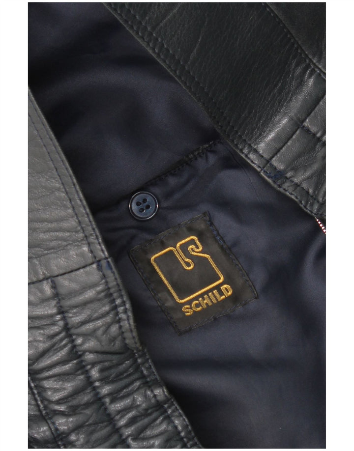 Vintage Herren Lederjacke UK 42 XL Marineblaues Leder