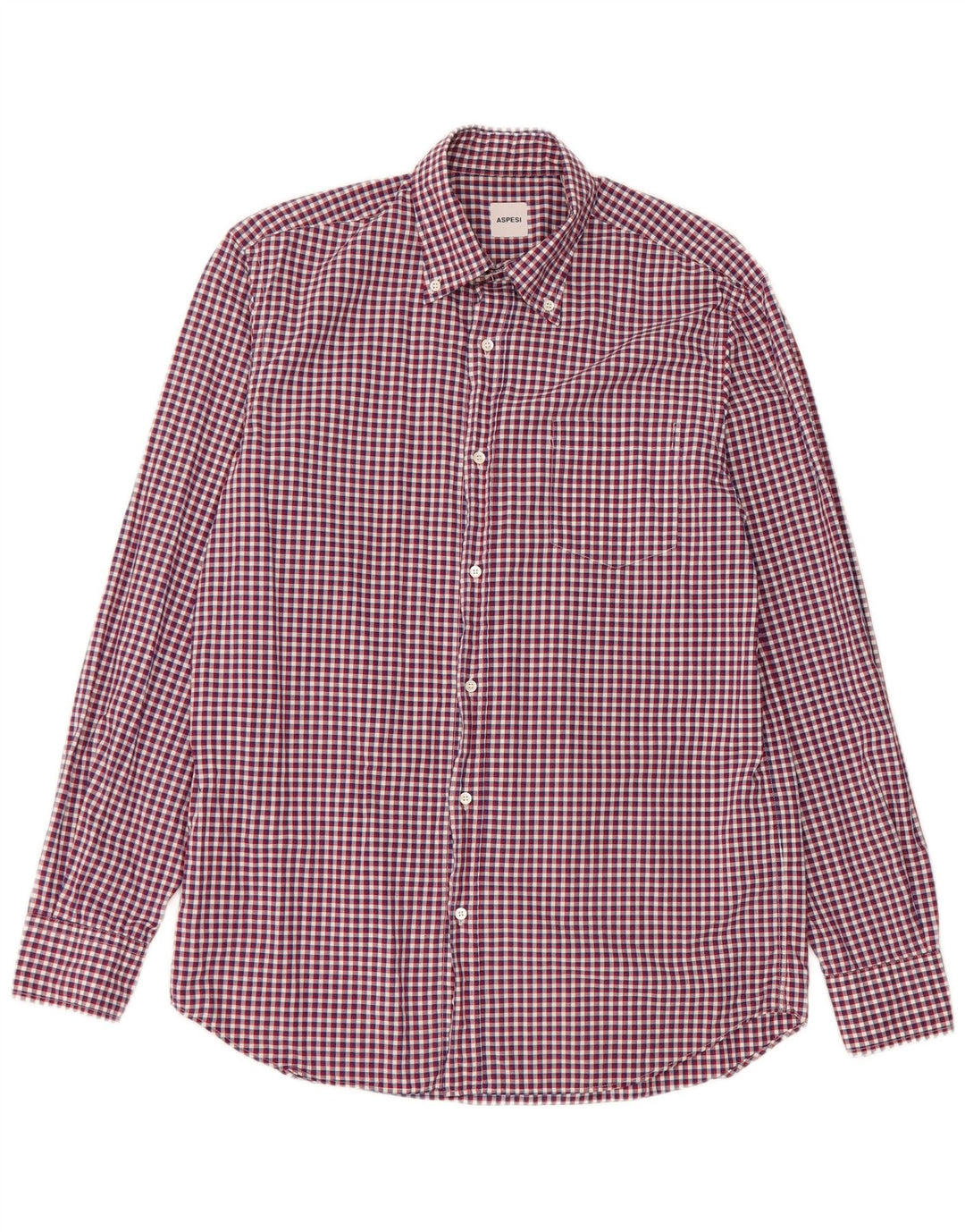 Aspesi Herrenhemd Größe 41 16 Große rote Gingham-Baumwolle