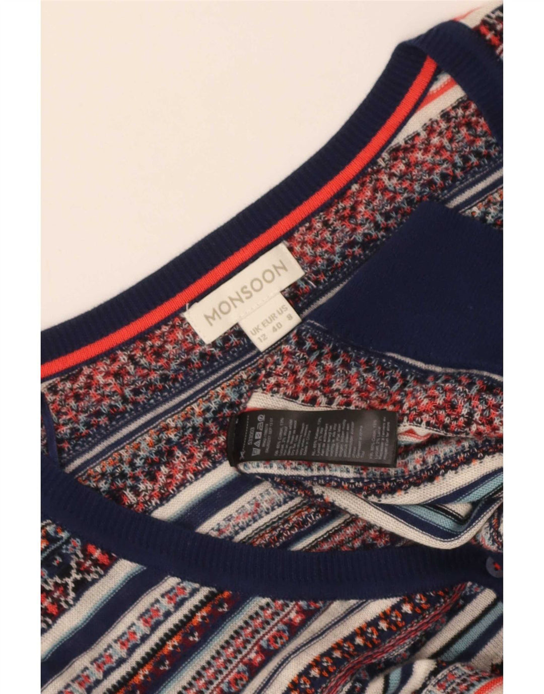 Monsoon Damen-Pullover mit V-Ausschnitt, Größe M, mehrfarbig, Fair Isle