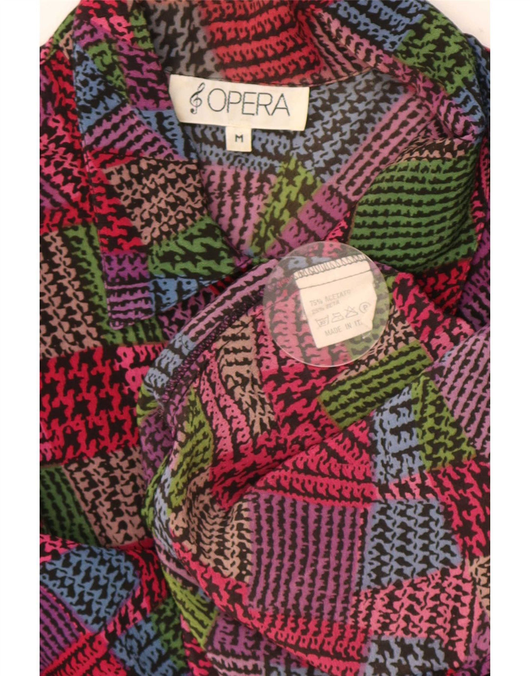 Opera Damen-Hemdbluse, Größe M, mehrfarbig, geometrisch, Acetat, UK 14
