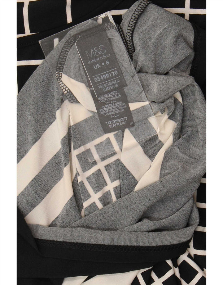 Marks & Spencer Damen-Etuikleid mit 3/4-Ärmeln, Gr. 8, klein, schwarz kariert