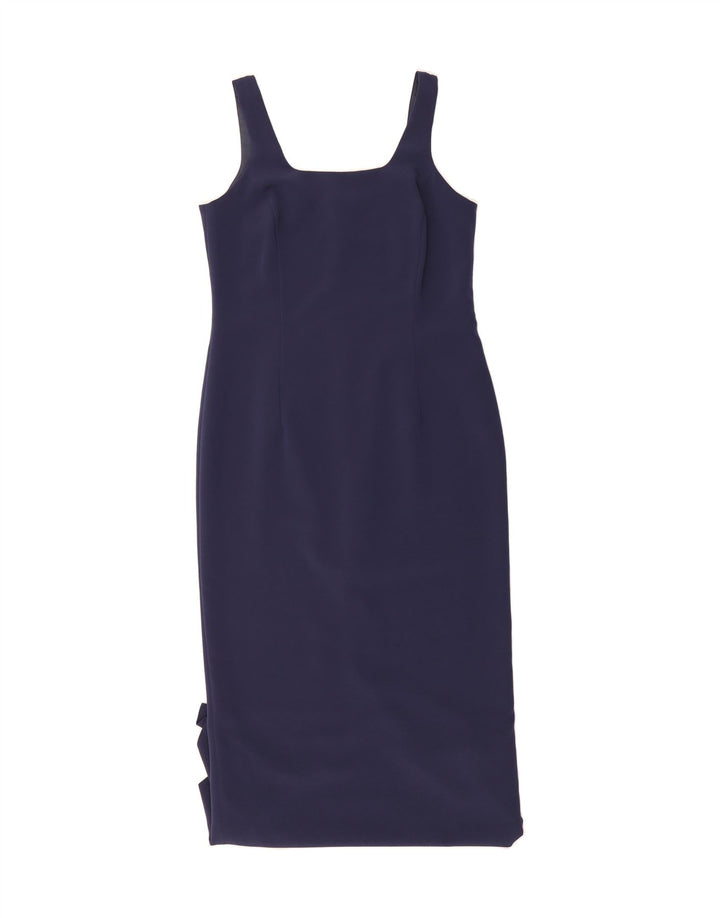 VINTAGE Womens Sleeveless Sheath Dress UK 14 Medium Navy Blue Vintage Vintage and Second-Hand Vintage from Messina Hembry 