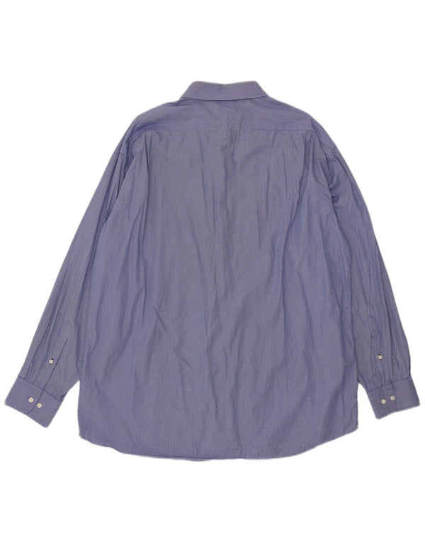 Tommy Hilfiger Herren-Hemd mit normaler Passform, Größe 17 1/2 XL, blaue Nadelstreifen-Baumwolle