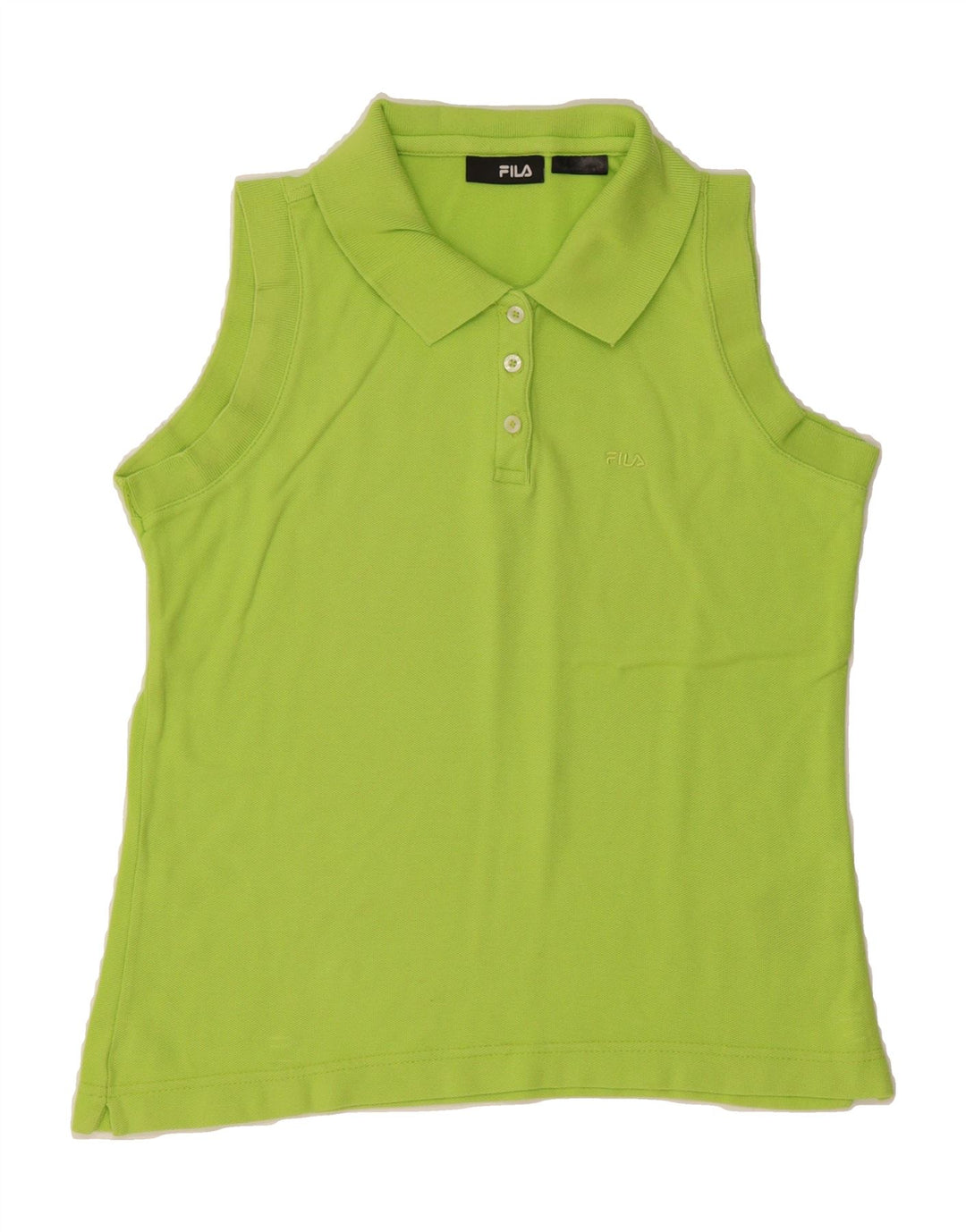 FILA Womens Sleeveless Polo Shirt UK 12 Medium Green Vintage Fila and Second-Hand Fila from Messina Hembry 