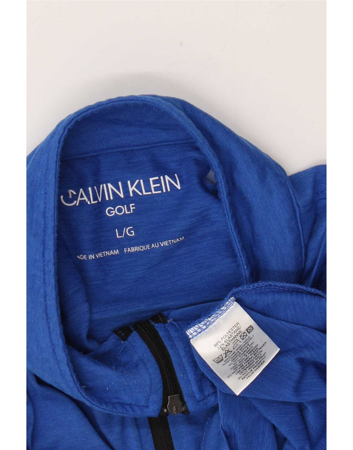 Calvin Klein Herren-Trainingsanzug mit Reißverschluss am Hals, großes, blaues Polyester