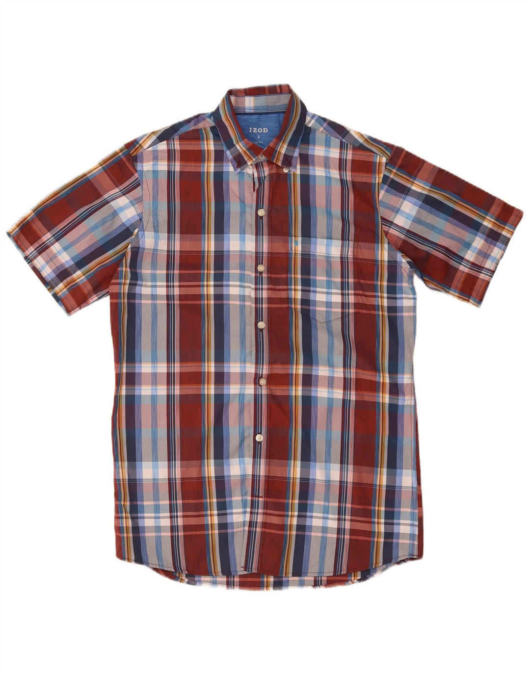 Izod Herren-Kurzarmhemd, klein, mehrfarbig, kariert, Polyester