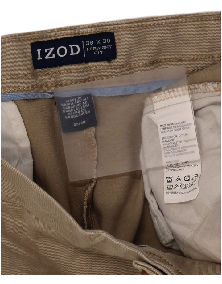 IZOD Herren gerade Chinohose W38 L30 Beige Baumwolle