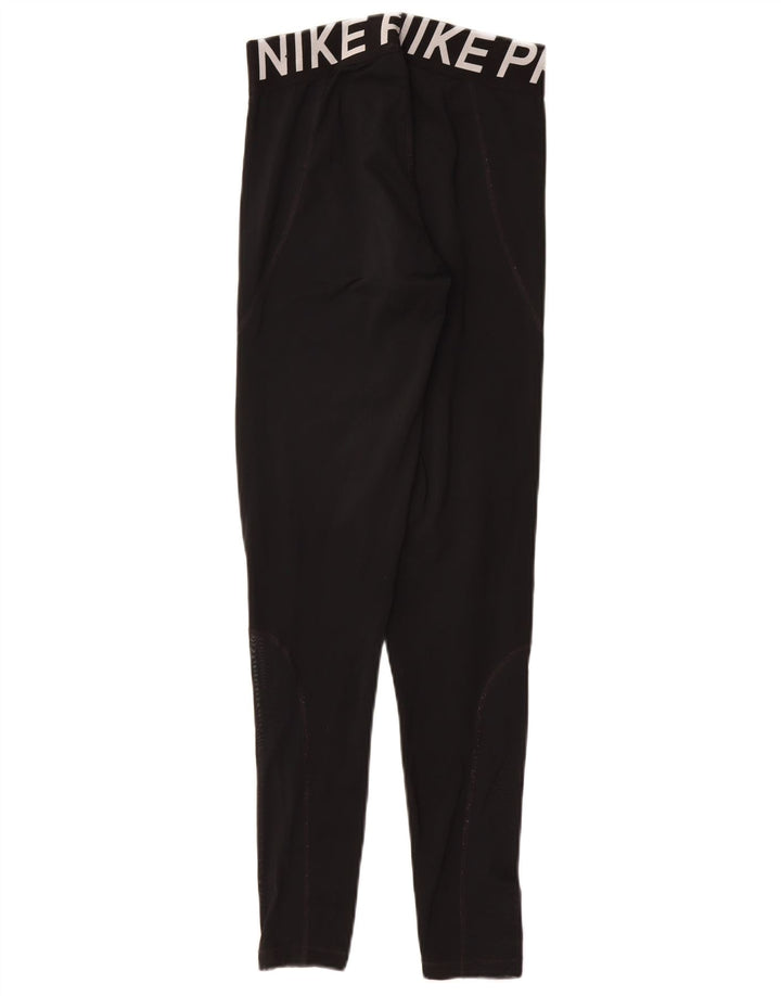 NIKE Womens Dri Fit Graphic Leggings UK 12 Mittelschwarzes Polyester