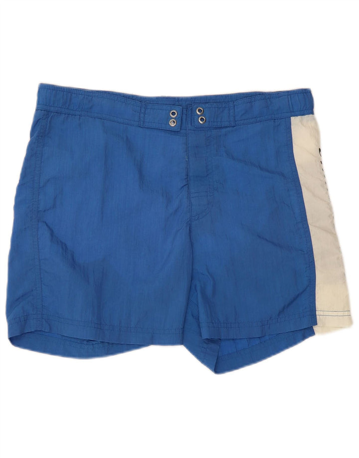 Bikkembergs Herren-Badeshorts mit Grafik, mittelblaues Colourblock-Polyamid