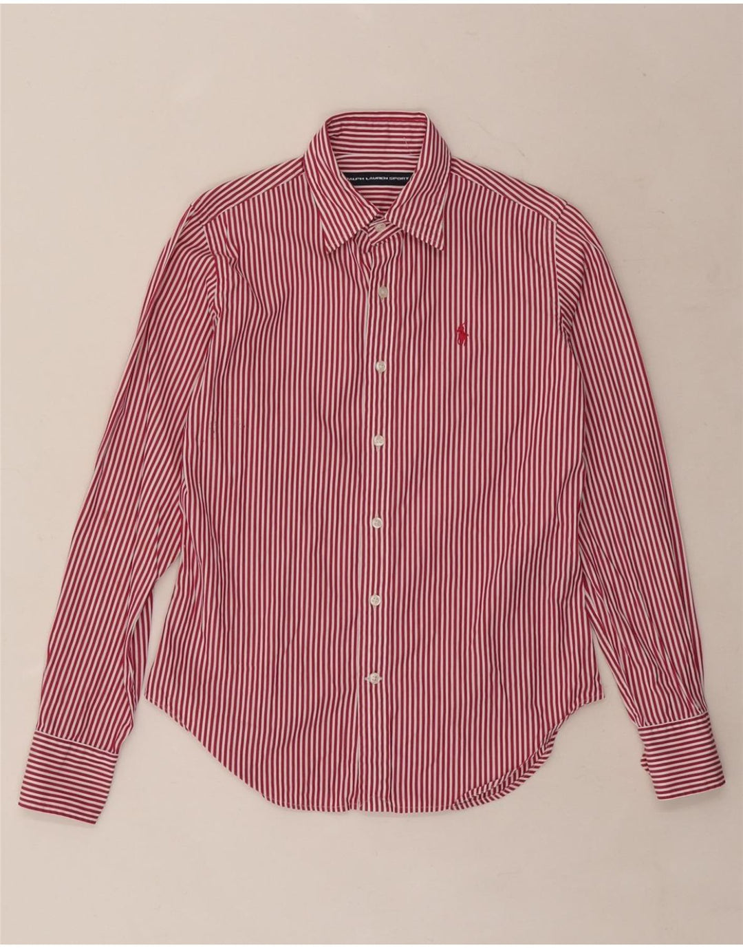 RALPH LAUREN Damenhemd US 4 Kleine rot gestreifte Baumwolle