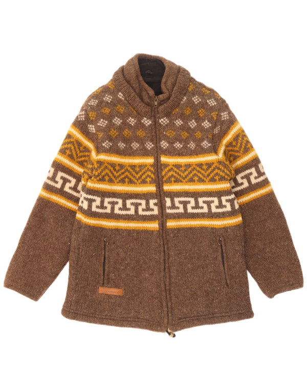 Sternstunde Damen Strick-Windjacke UK 14 Mittelbraun Geometrisch