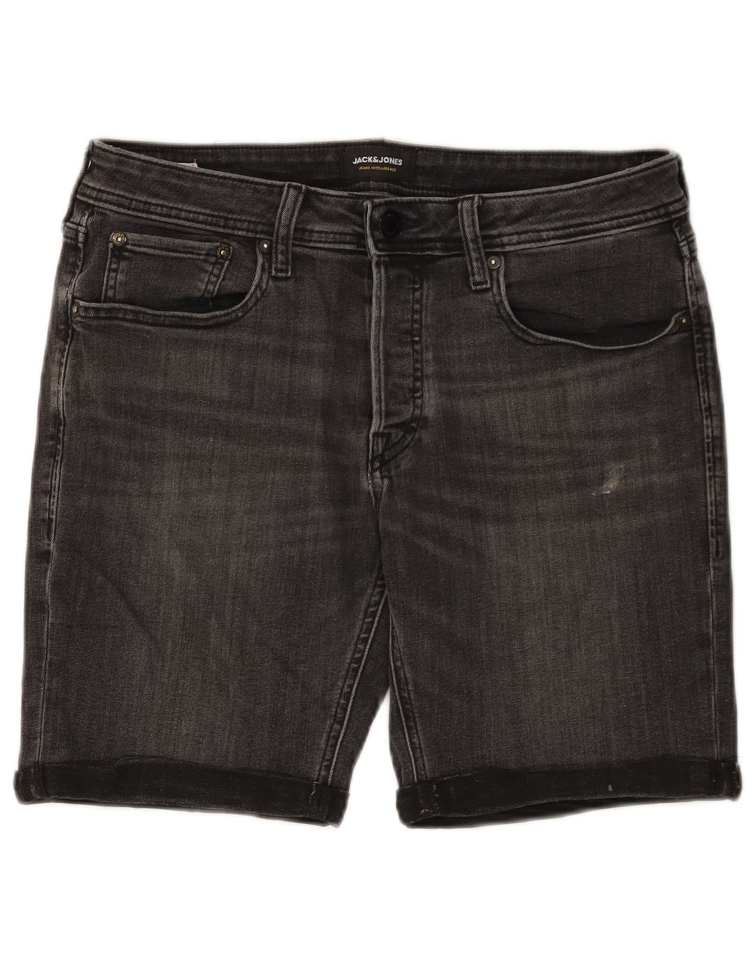 JACK & JONES Herren-Jeansshorts, mittelgroß, W32, graue Baumwolle