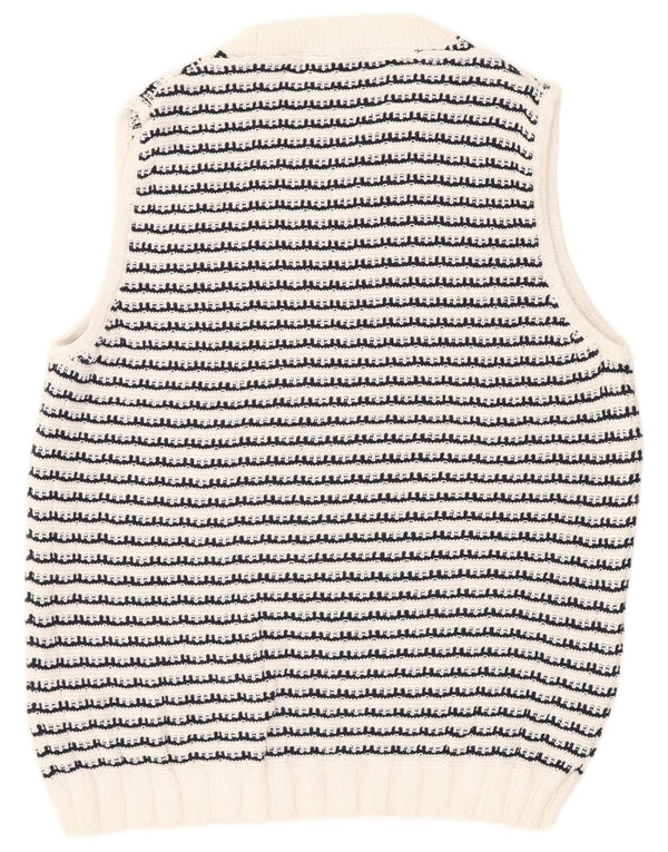 Marks & Spencer Damen Weste Tank Top UK 16 Große weiß gestreifte Baumwolle