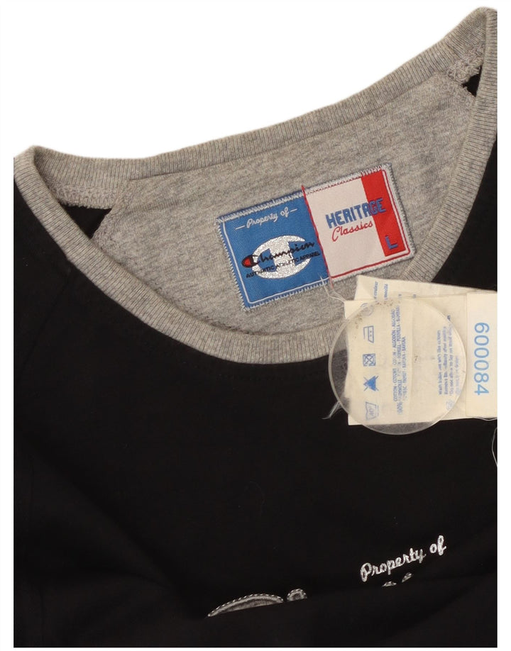 CHAMPION Damen Graphic Top Langarm UK 14 Large Schwarz