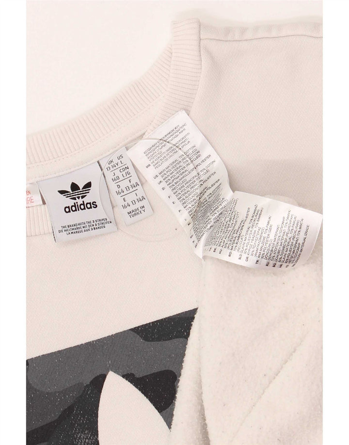 Adidas Jungen Grafik-Sweatshirt-Pullover, 13–14 Jahre, weiße Baumwolle