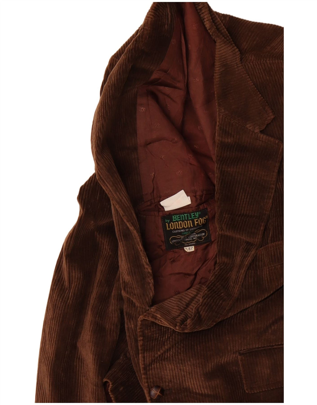 LONDON FOG Herren 2-Knopf-Blazer aus Cord, EU 42, XL, braune Baumwolle