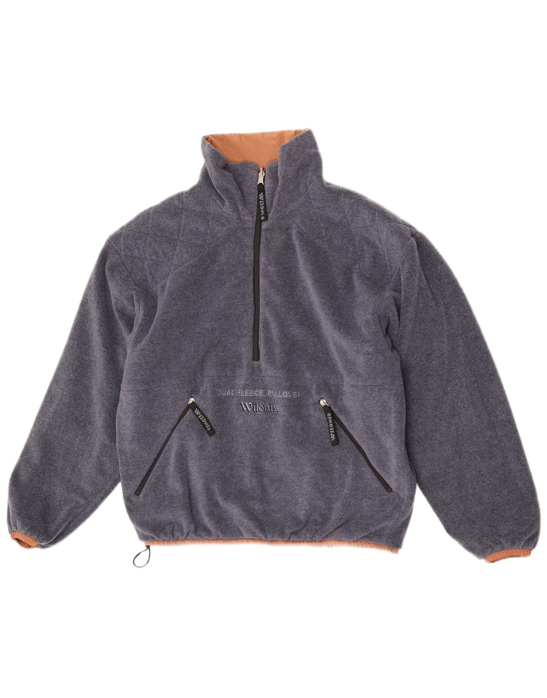 Vintage Herren-Oversize-Fleece-Wendejacke, kleines braunes Polyamid