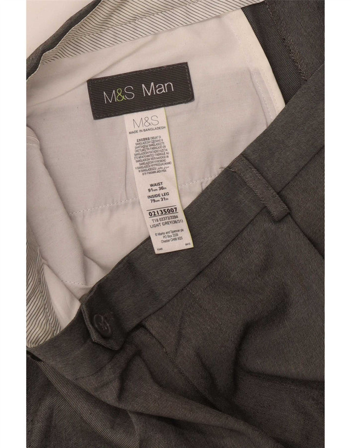 Marks & Spencer Herren-Anzughose mit Pegged-Anzug, W36, L31, graues Polyester