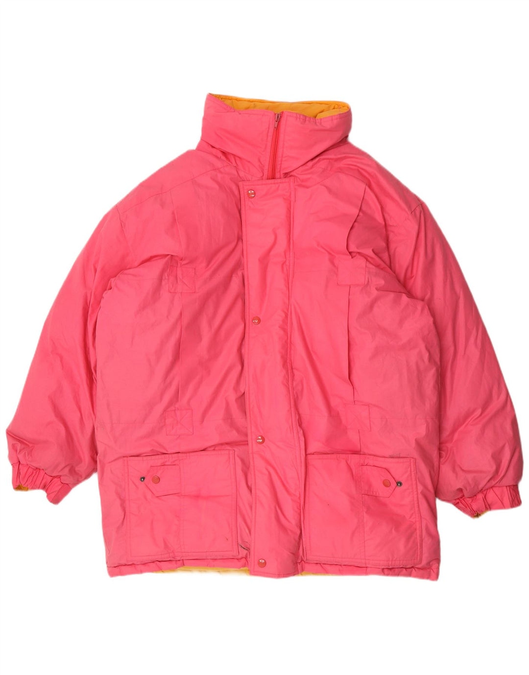 Vintage Herren Kapuzenmantel gepolstert UK 42 XL Rosa Polyester