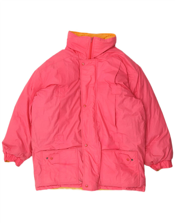 Vintage Herren Kapuzenmantel gepolstert UK 42 XL Rosa Polyester
