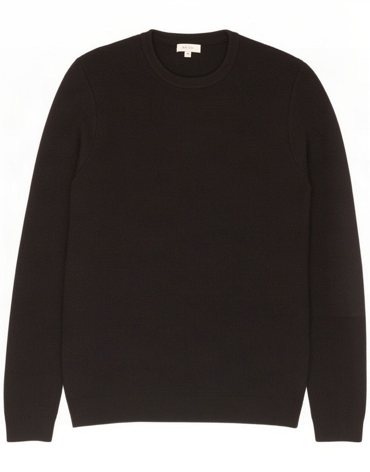 Reiss Herren-Pullover mit Rundhalsausschnitt, mittelschwarze Wolle