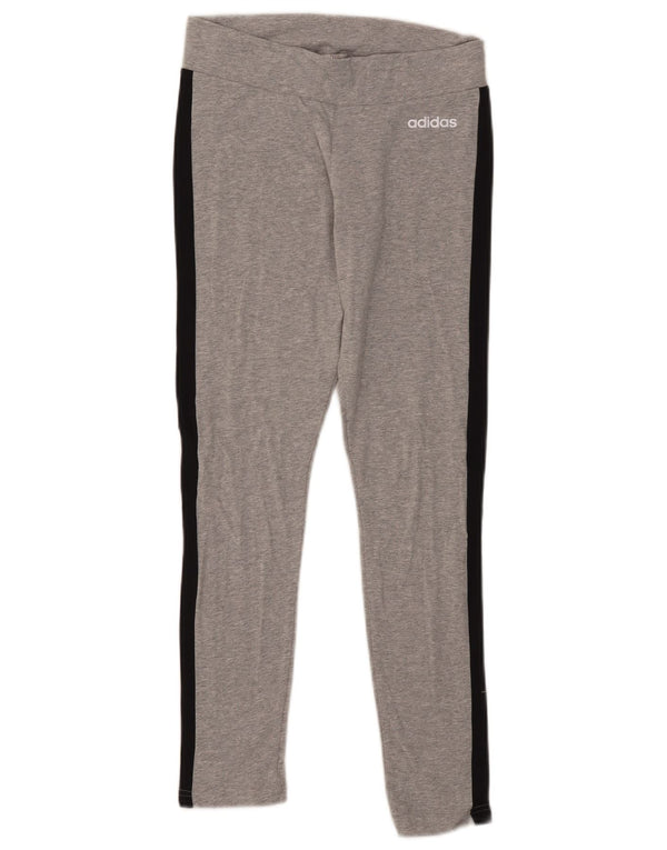 Adidas Damen Leggings UK 8/10 Small Grau Colourblock Baumwolle