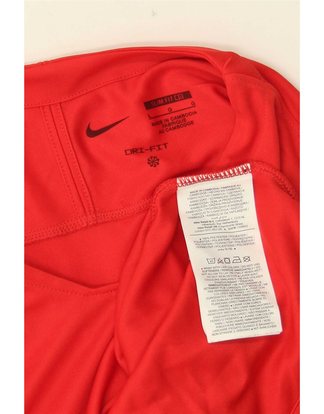 Nike Herren Dri Fit Slim Fit Grafik-Oberteil, langärmelig, großes rotes Polyester