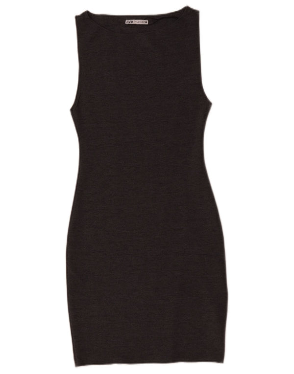 Ärmelloses, figurbetontes Damenkleid von Zara, Größe S, Grau