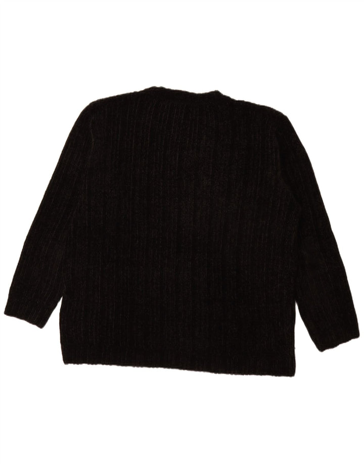 Vintage Herren V-Ausschnitt Pullover Pullover XL Schwarz Acryl