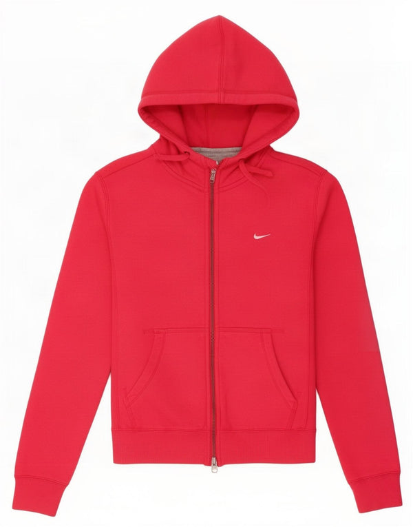 Nike Damen Zip Hoodie Pullover UK 12/14 Mittelrosa Baumwolle