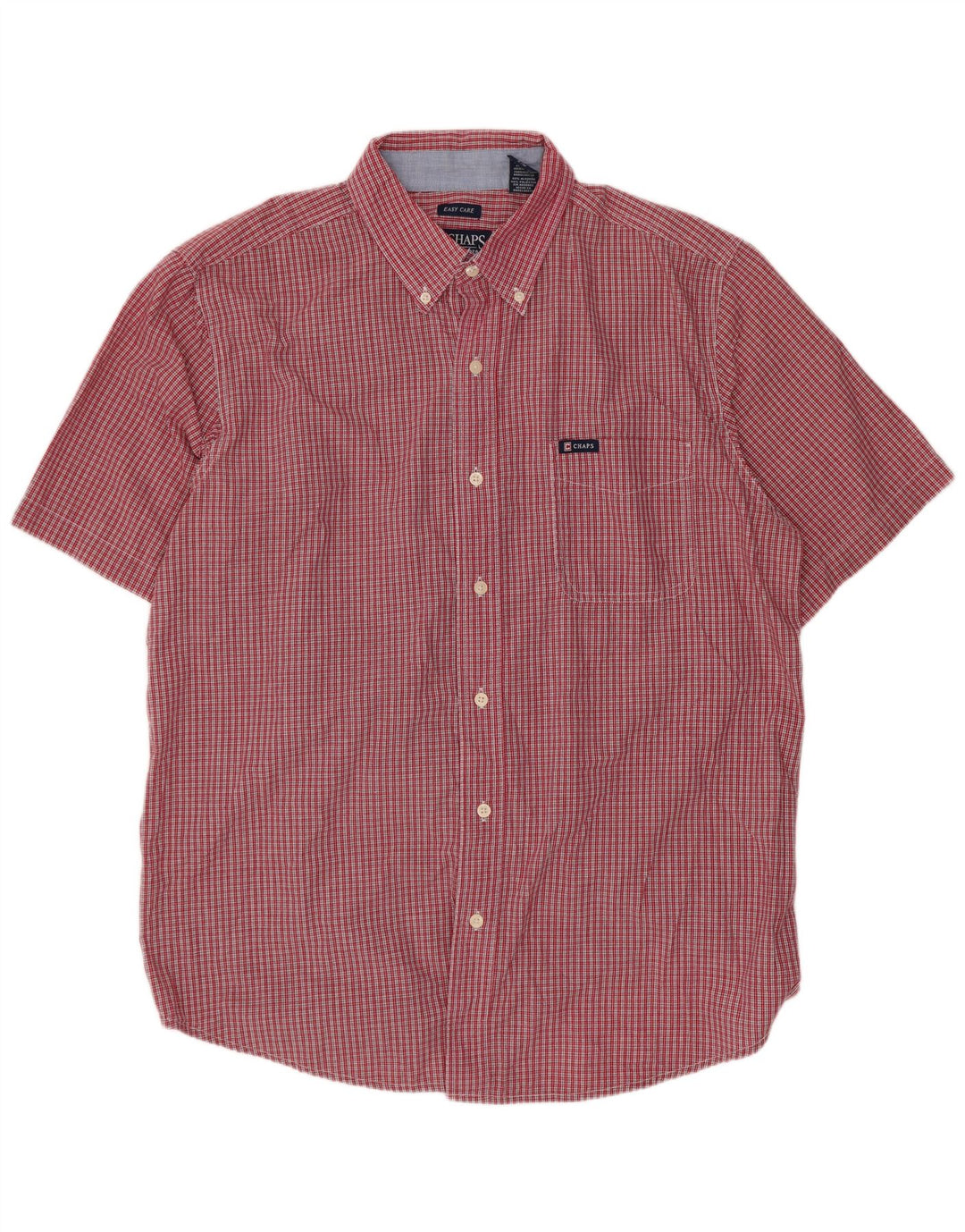 Chaps Herren-Kurzarmhemd, großes rotes Gingham-Baumwolle