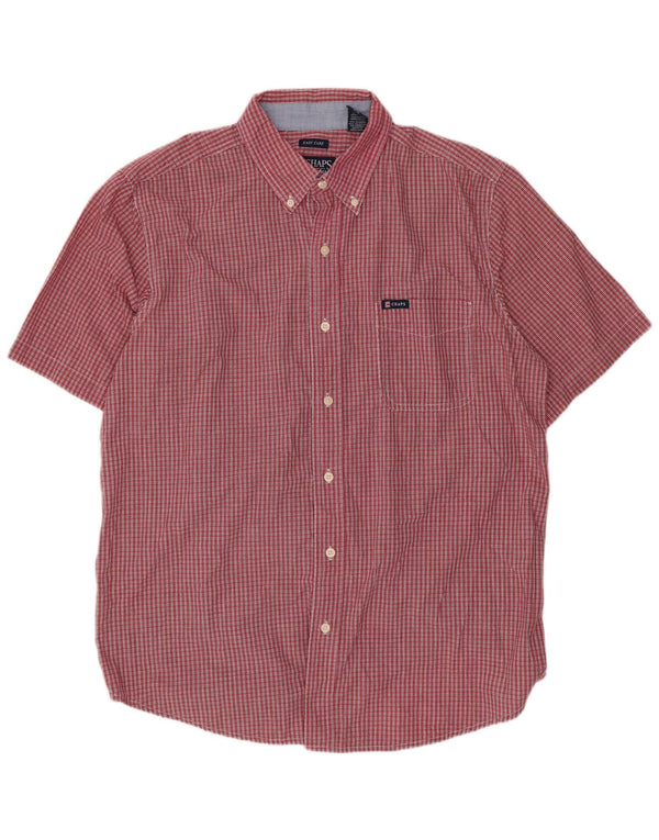 Chaps Herren-Kurzarmhemd, großes rotes Gingham-Baumwolle