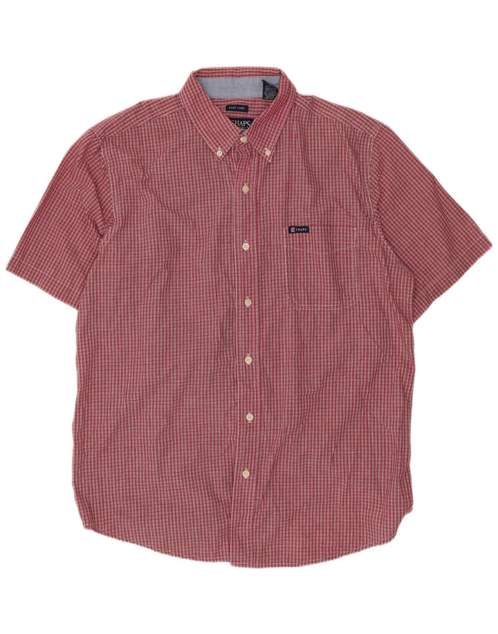 Chaps Herren-Kurzarmhemd, großes rotes Gingham-Baumwolle