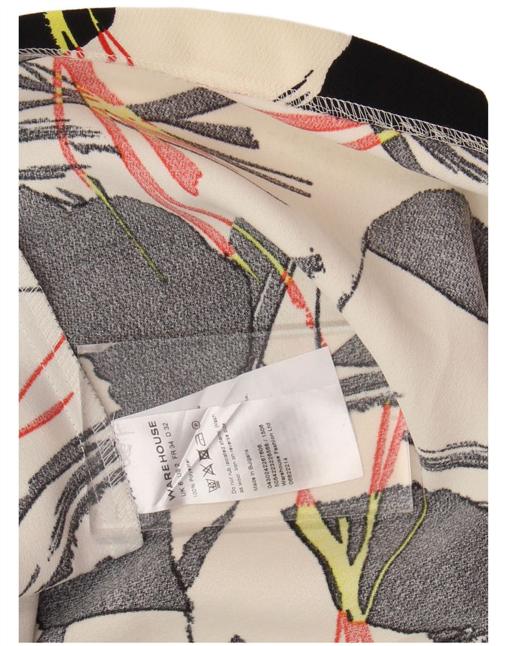 WAREHOUSE Damen A-Linienrock UK 6 XS W25 Off White Floral Polyester