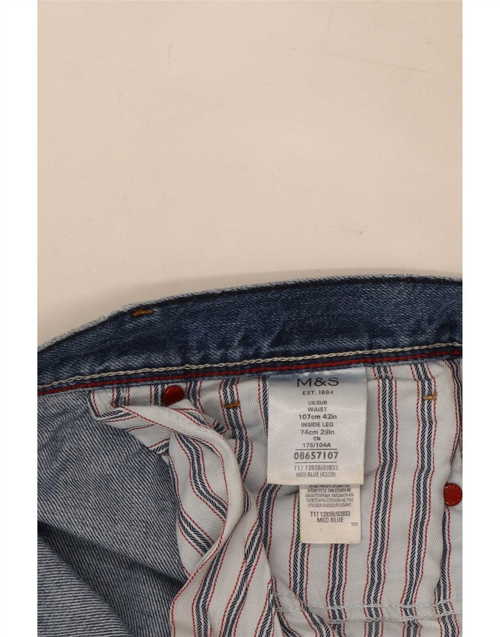 Marks & Spencer Herren Straight Jeans W42 L29 Blaue Baumwolle