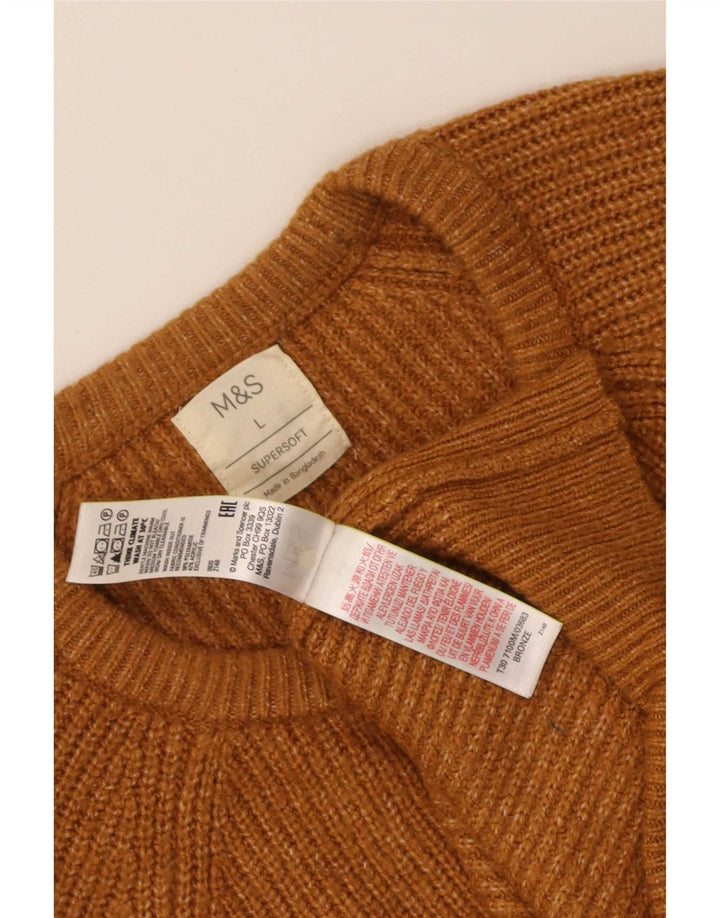 Marks & Spencer Herren-Pullover mit Rundhalsausschnitt, groß, braun, Polyamid