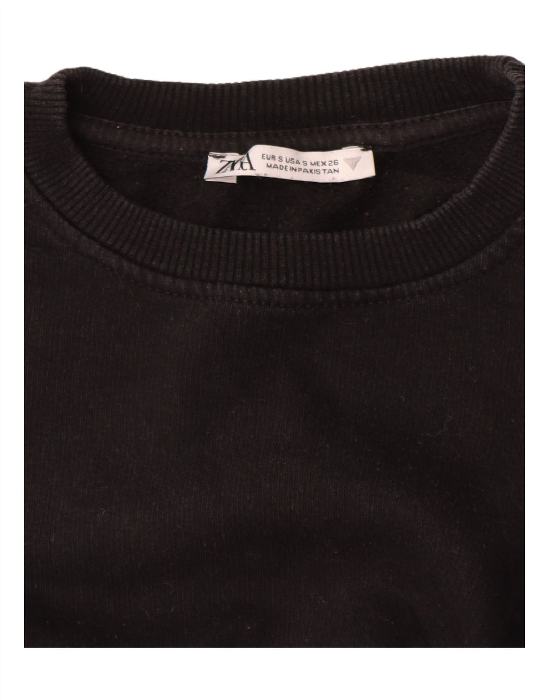 Zara Damen Crop Sweatshirt Pullover UK 10 Small Schwarz