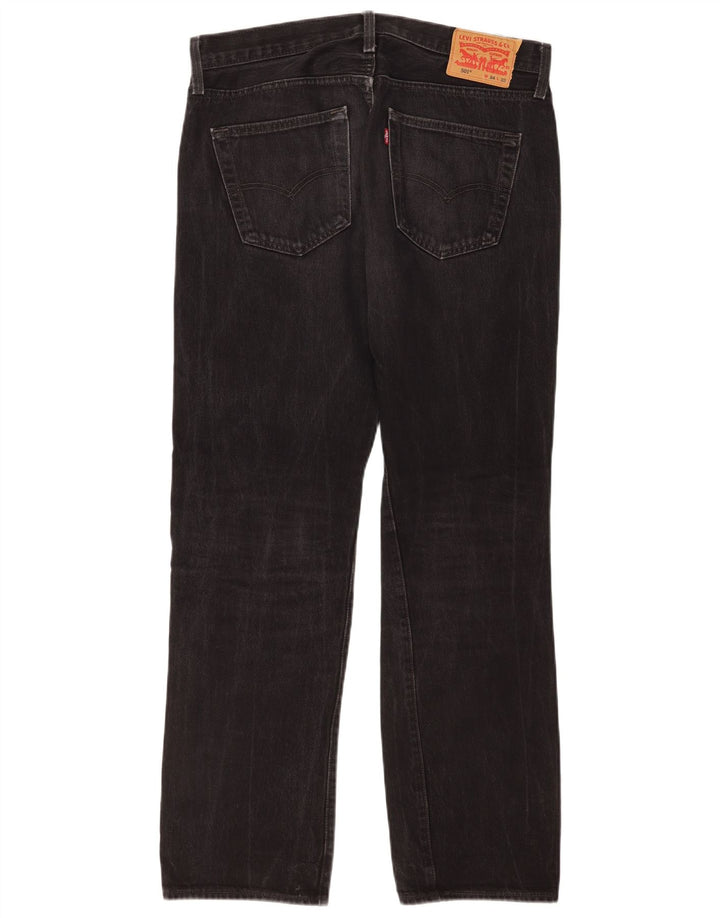 Levi's Herren 501 Straight Jeans W34 L32 Schwarze Baumwolle
