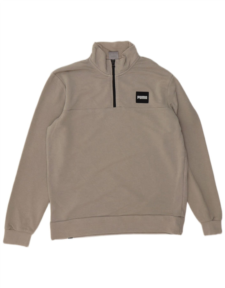 Puma Herren-Sweatshirt mit Reißverschluss am Hals, Mittelgrau