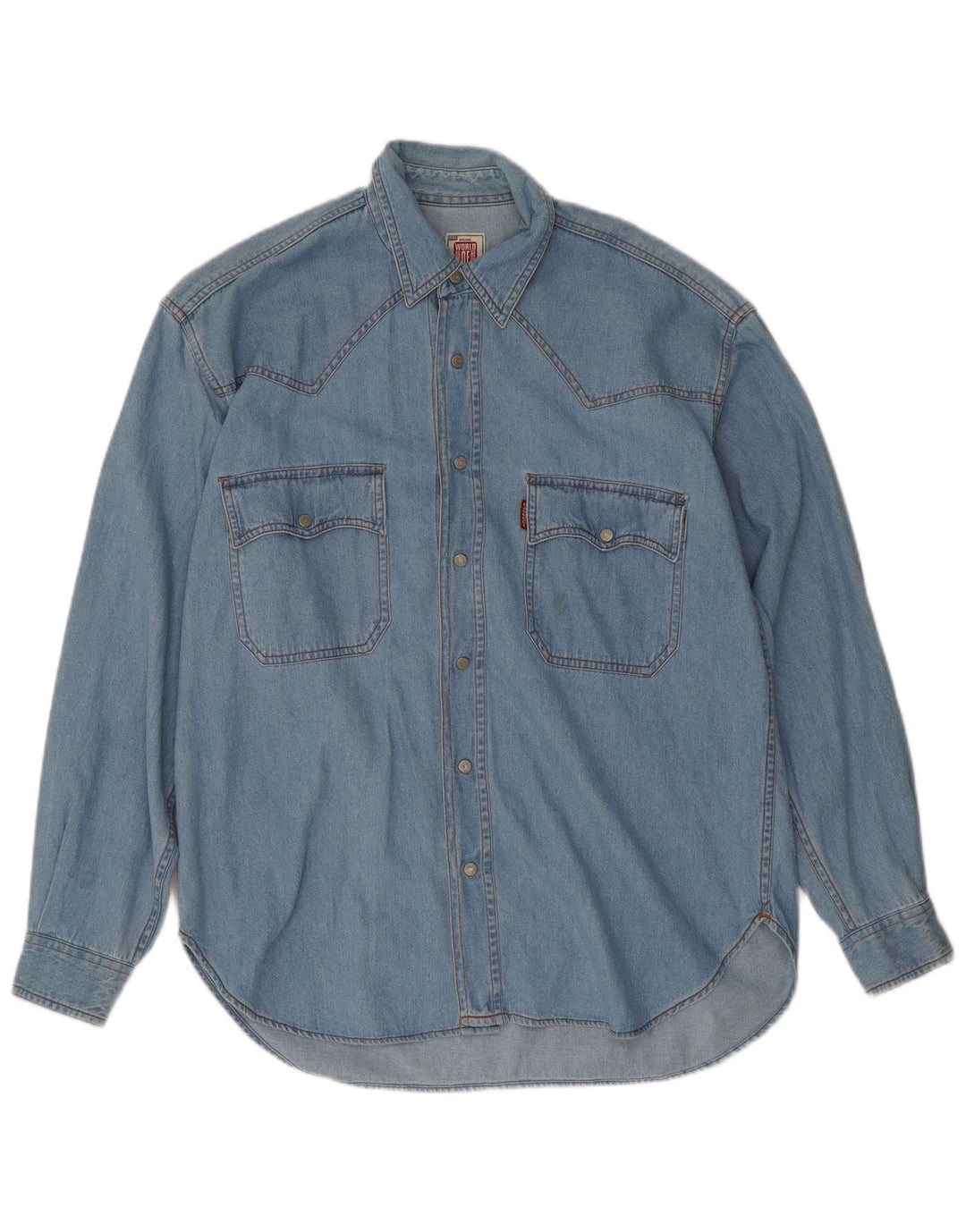 Casucci Herren-Jeanshemd aus mittelblauer Baumwolle