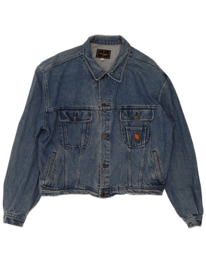 Trussardi Damen Übergroße Jeansjacke UK 18 XL Blaue Baumwolle