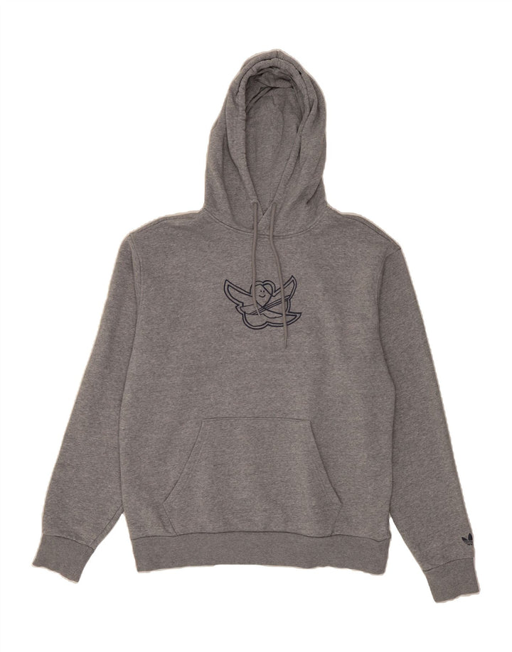 ADIDAS Mens Graphic Hoodie Jumper Medium Grey Vintage Adidas and Second-Hand Adidas from Messina Hembry 