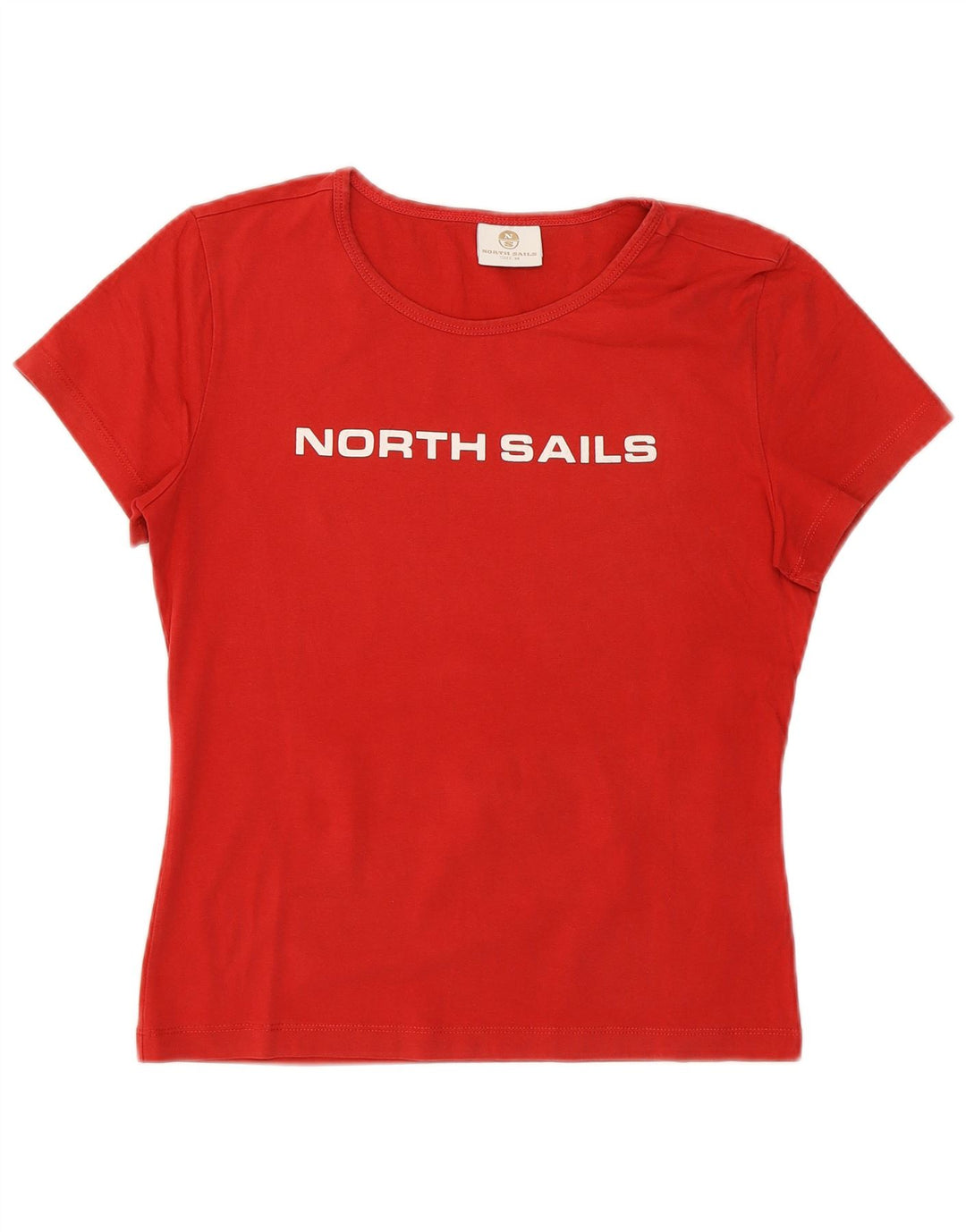 NORTH SAILS Damen Crop Graphic T-Shirt Top UK 12 Mittelrote Baumwolle