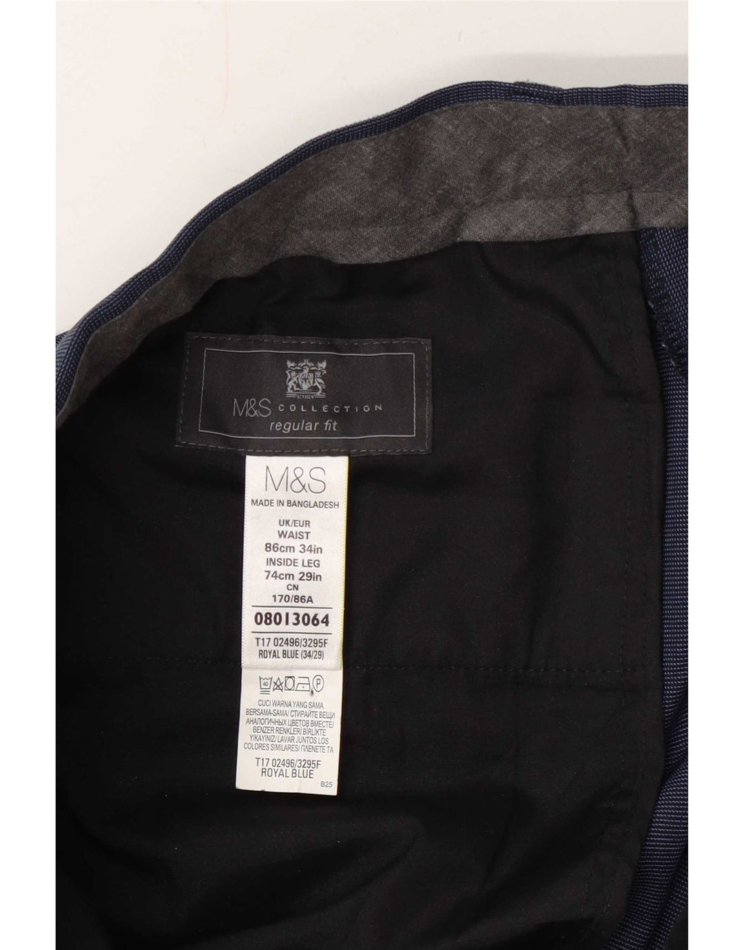 Marks & Spencer Herren-Anzughose in normaler Passform, W34, L29, Marineblau gepunktet